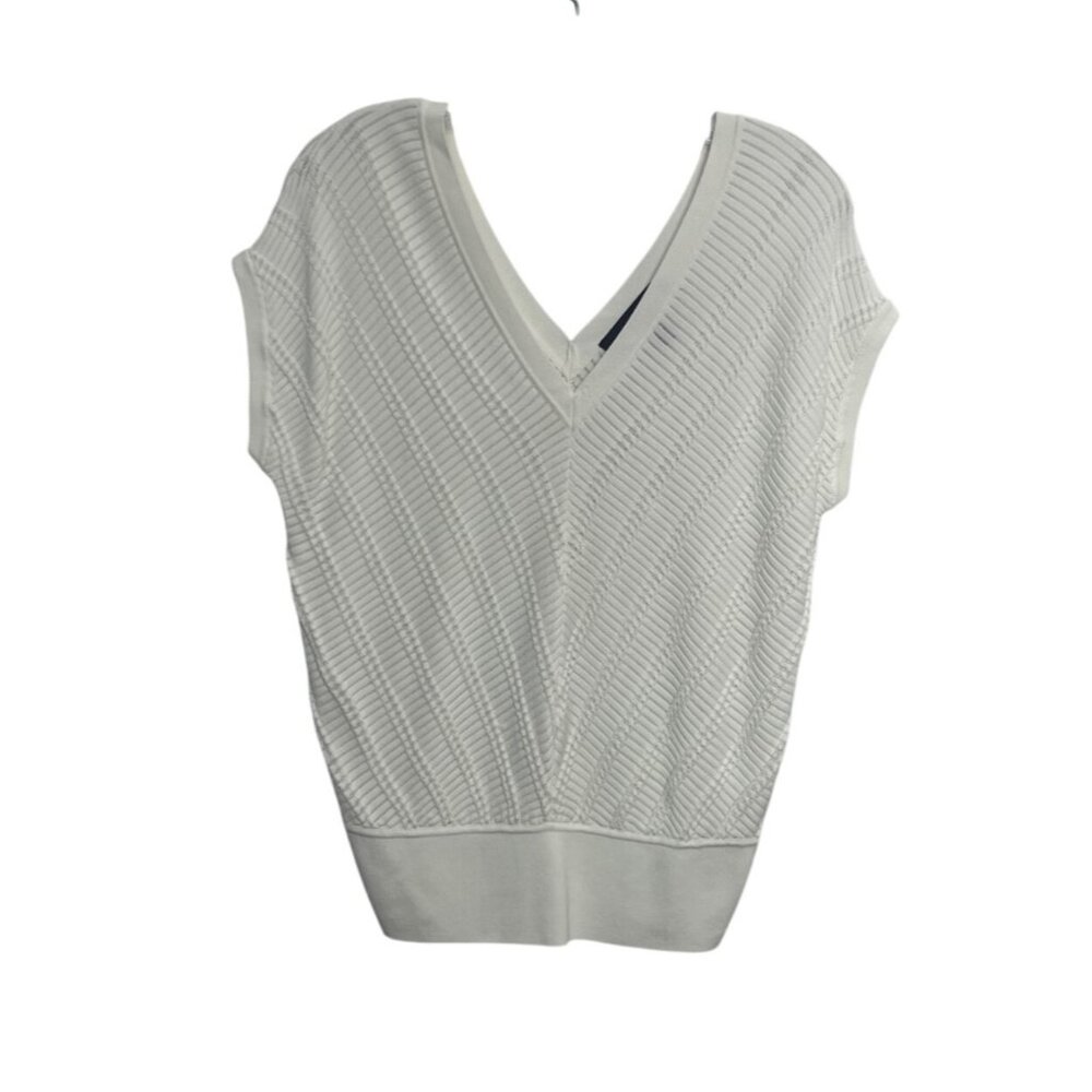 White House Black Market Textured Knit Sweater‎ Small White Sleeveless